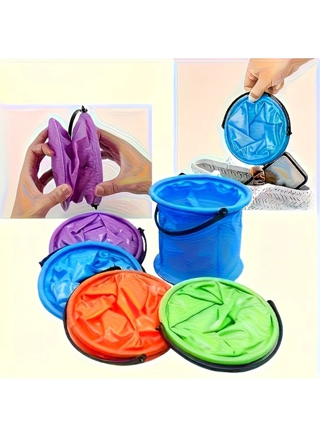 دلو PVC متين ومحمول وقابل للطي للصيد في الهواء الطلق والشاطئ والتخييم، لون عشوائي - Image 2