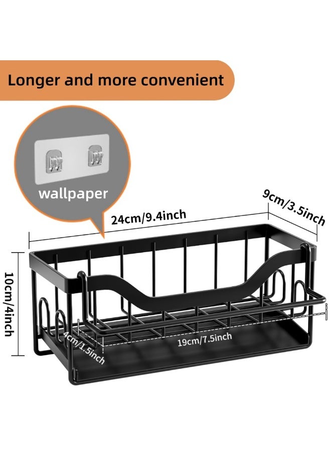 LOKIPA Sink Sponge Holder, Kitchen Sink Caddy Organizer,304 Stainless Steel Dish Sponge Organizer with Auto Drain Tray,Dish Soap Dispenser Brush Holder Storage - Image 3