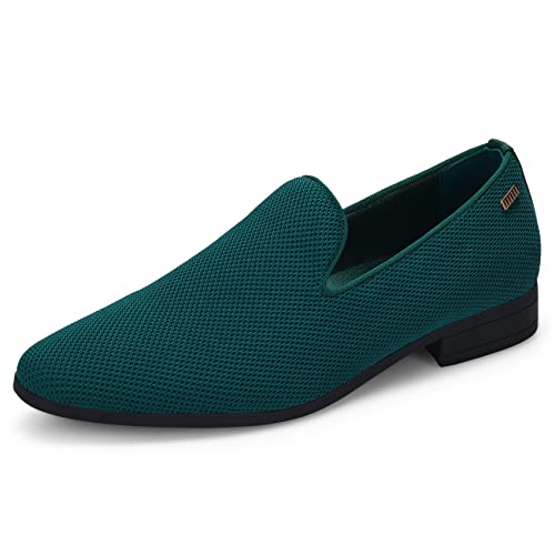 UUBARIS Mens Loafers Dress Shoes Non Slip Driving Shoes Luxury Tuxedo Male Walking Shoes Dark Green Size 10 - Image 2
