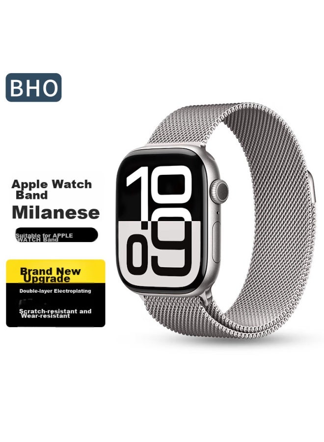Bho سوار Apple Watch متوافق مع Apple Watch S10/s9/se/ultra2، Milanese Loop، iwatch S8/7/6/5/4، سوار معدني من الفولاذ المقاوم للصدأ - Image 1