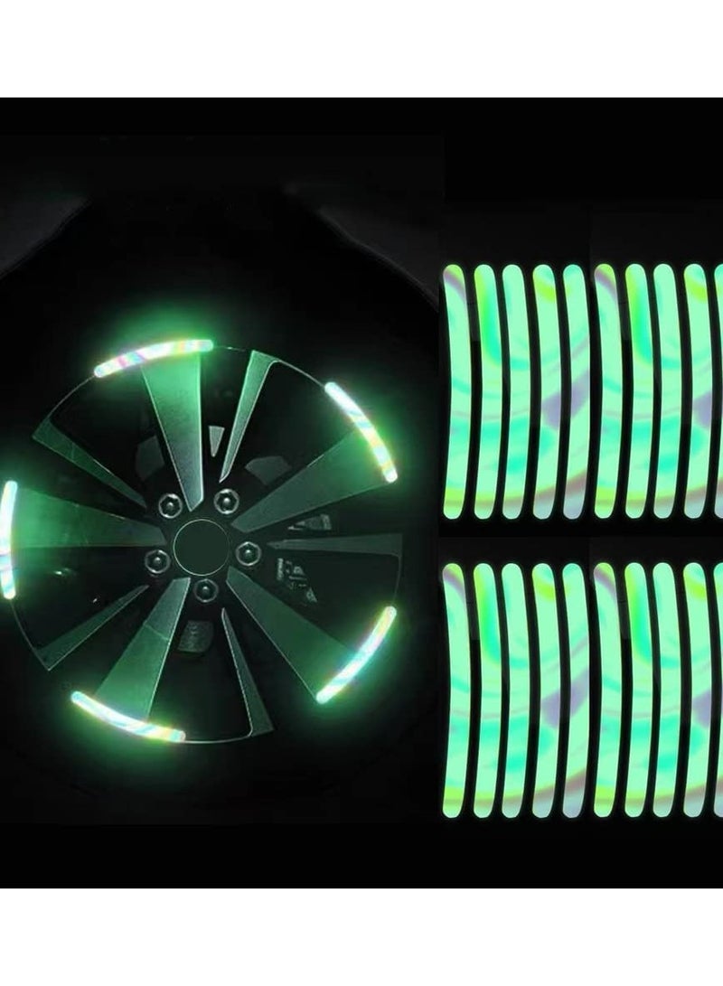 Excefore Reflective Car Wheel Rim Stickers 20pcs Night Safety Warning Car Stickers Anti-Scratch Reflective Stickers Car Motorcycle Wheel Safety Decorative Car Decals Universal for Car Vehicle Truck - Image 1