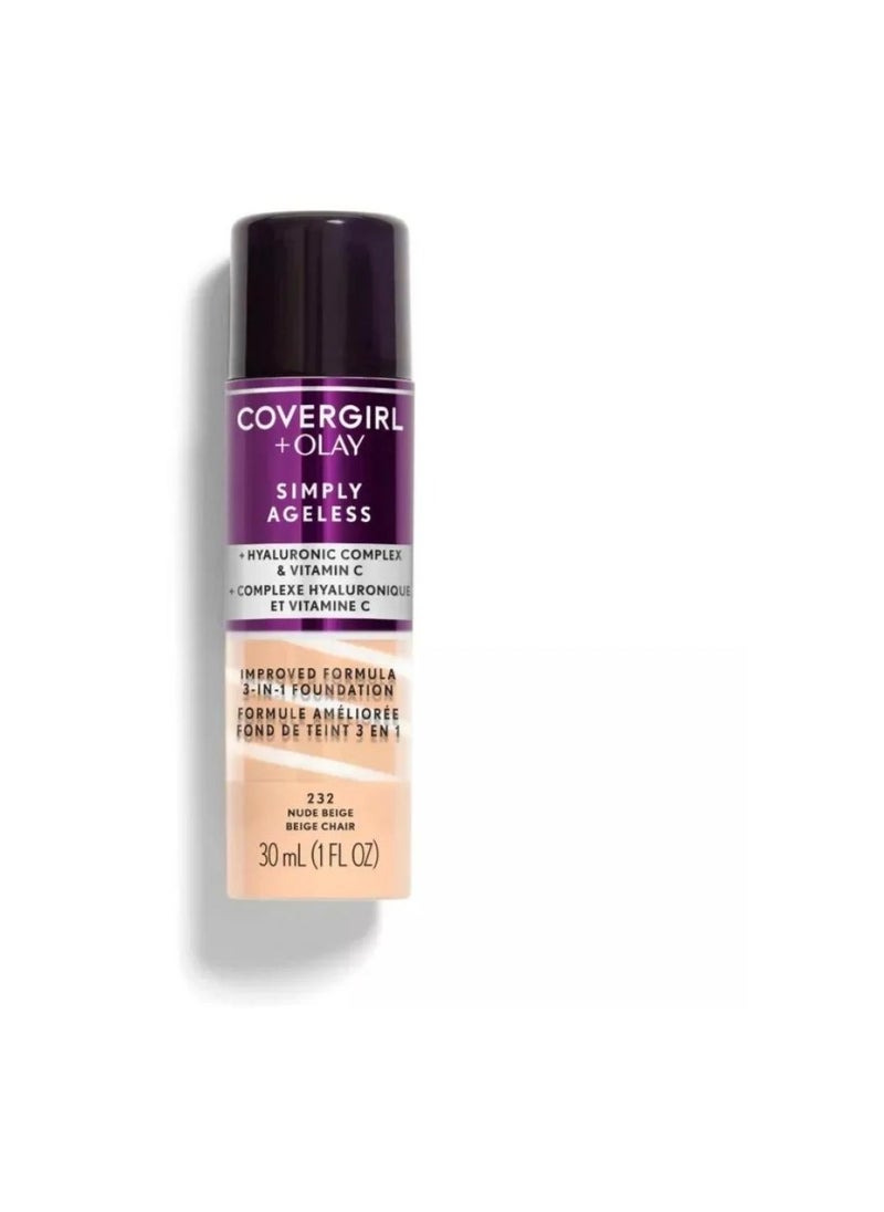 CoverGirl CoverGirl + Olay Simply Ageless 3-in-1 Foundation with Vitamin C and Hyaluronic Acid 30ml - 232  - Image 1