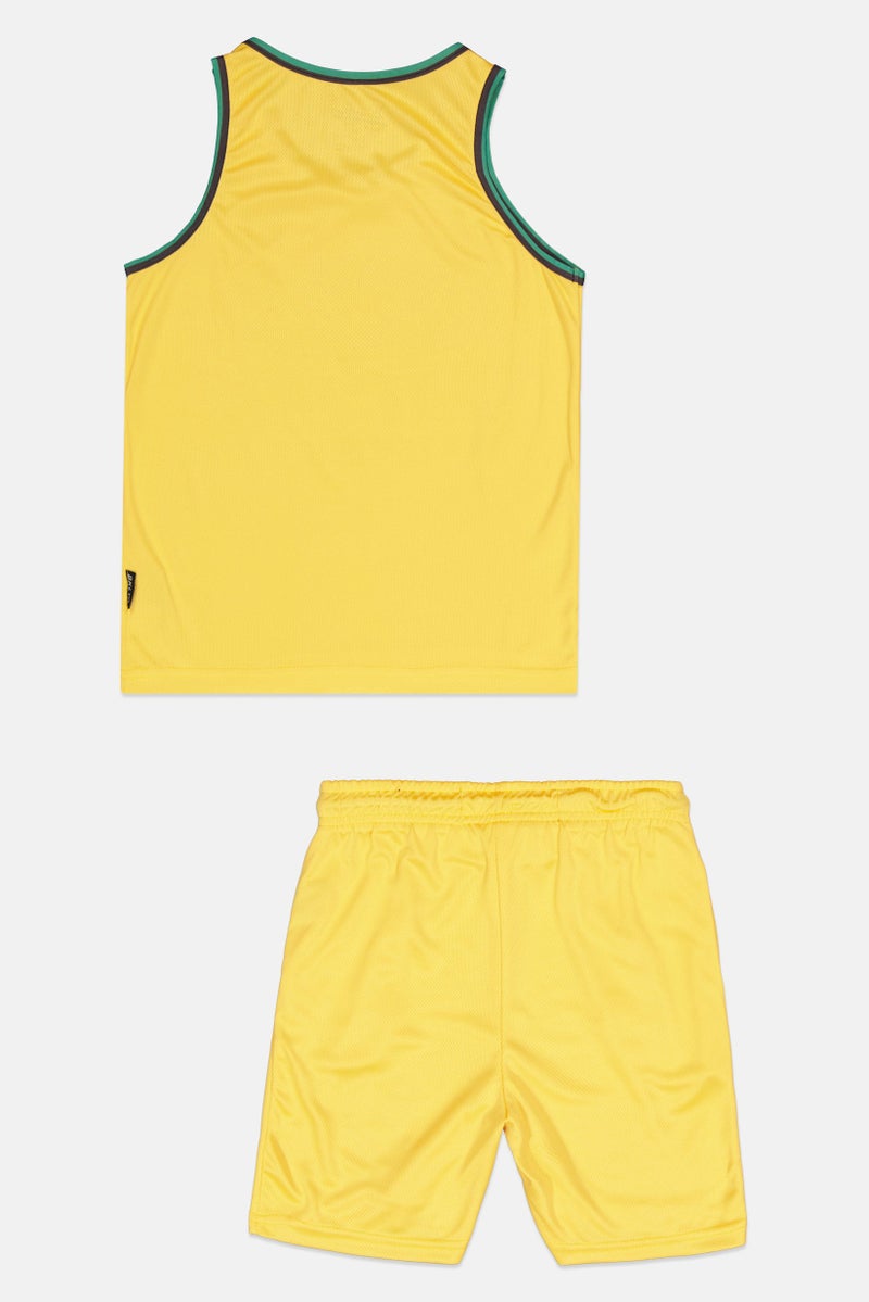 brooklyn طقم جيرسي وشورتات للدراجات للأطفال الأولاد من قطعتين، أصفر - Image 2
