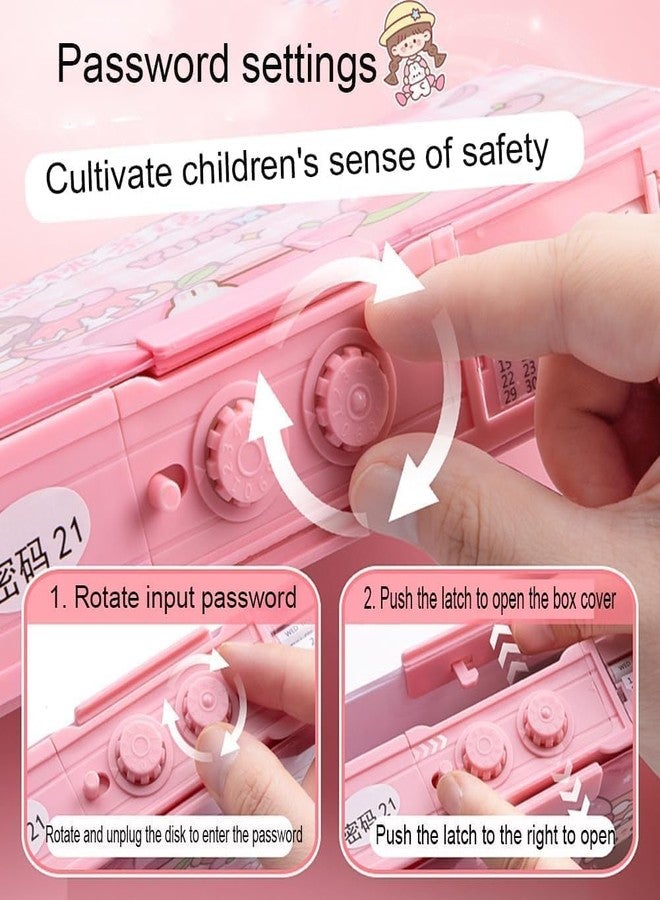 Ranjkri Password Lock School Students Pencil Box with Inbuilt Sharpener, Cute Cartoon Stationary Compass for Boys, Geometry Case for Kids Girls, Best for Gifts (Password Space Travel Black) - Image 3