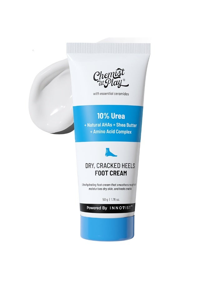 Chemist at Play Foot Cream for Cracked Heels & Diabetic Foot | Up to 24 hours of Moisturization | 10% Urea & Natural AHAs | Nourishment & Hydration | For Dry & Cracked Feet | Lightweight | 50g - Image 1