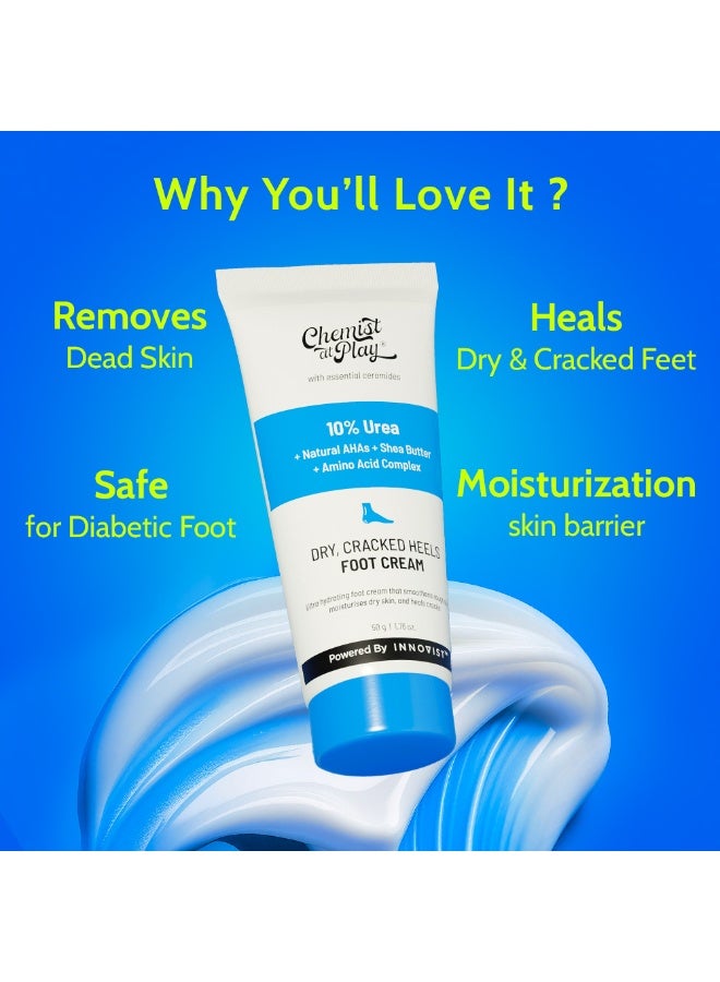 Chemist at Play Foot Cream for Cracked Heels & Diabetic Foot | Up to 24 hours of Moisturization | 10% Urea & Natural AHAs | Nourishment & Hydration | For Dry & Cracked Feet | Lightweight | 50g - Image 4