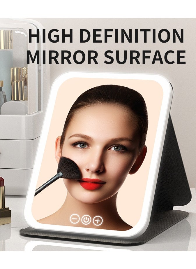 Generic Travel LED Mirrors, Foldable Desk Mirrors with Light, Touch Control Dimmable, 3 Color Temperatures Makeup, Portable Makeup Mirrors, USB Rechargeable Makeup, LED Touch Control Mirrors(M,pink)  - Image 2