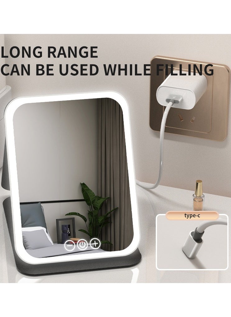Generic Travel LED Mirrors, Foldable Desk Mirrors with Light, Touch Control Dimmable, 3 Color Temperatures Makeup, Portable Makeup Mirrors, USB Rechargeable Makeup, LED Touch Control Mirrors(M,pink)  - Image 4