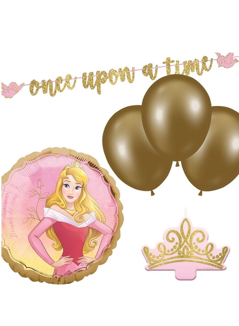 Amscan طقم زينة حفلة ديزني الأميرة أورورا، يشمل بالونات لوازم الحفلات - Image 1