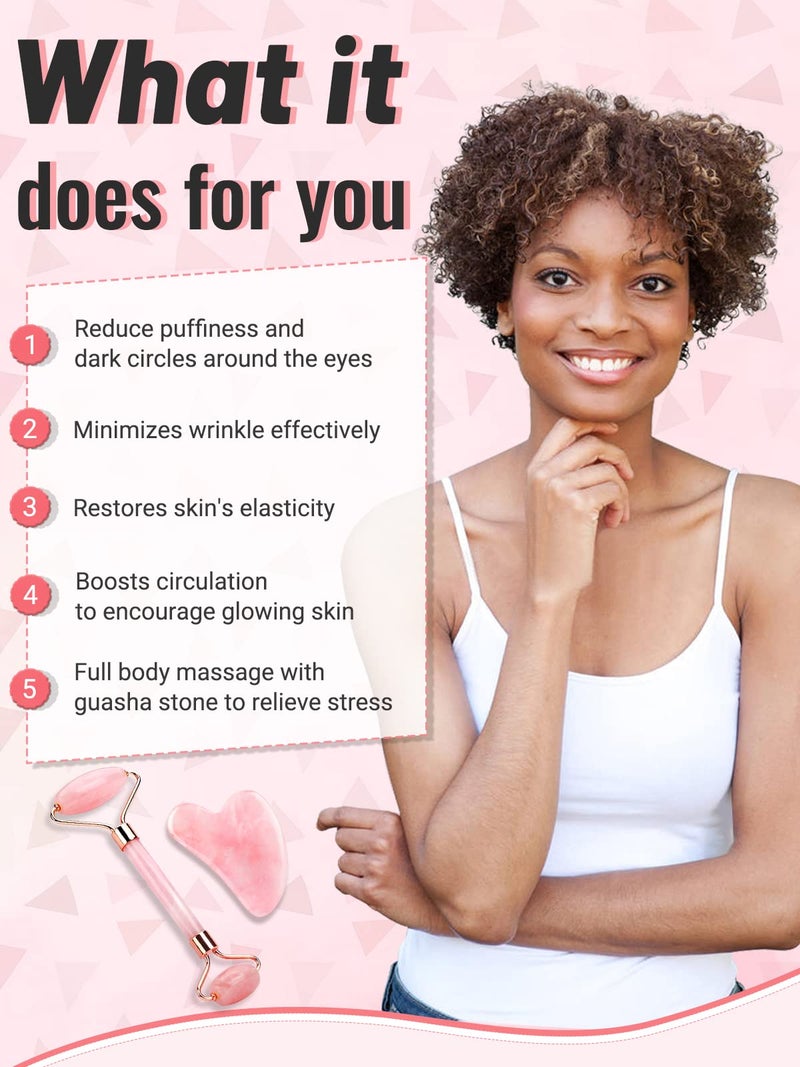 Deciniee Gua Sha Face Roller Tools: Jade Roller Facial Tools for Skin Care - Facial Massager for Face, Eyes, Neck, Relieve Fine Lines and Wrinkles - Image 3