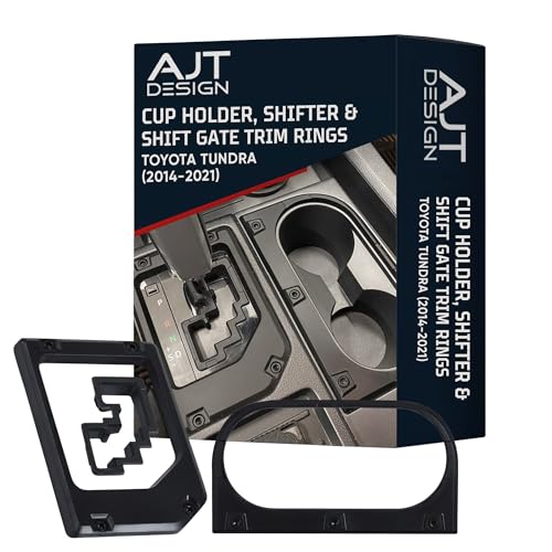 AJT DESIGN Cup Holder, Gear Shifter, & Shift Gate Trim Rings for Toyota Tundra (2014-2021) | Matte Black Chrome Delete Kit Made with Impact Resistance ABS Plastic | Easy Installation | Made in USA - Image 1