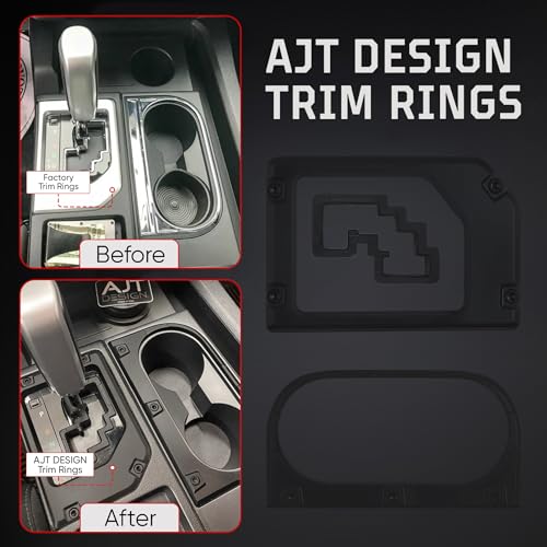 AJT DESIGN Cup Holder, Gear Shifter, & Shift Gate Trim Rings for Toyota Tundra (2014-2021) | Matte Black Chrome Delete Kit Made with Impact Resistance ABS Plastic | Easy Installation | Made in USA - Image 3
