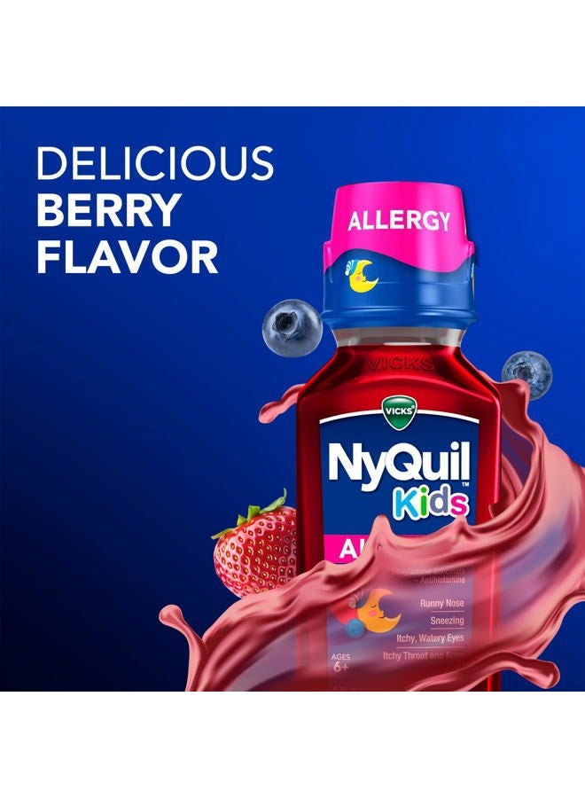 Vicks نيكويل للأطفال سائل للحساسية، تخفيف أعراض الحساسية الليلية للأطفال، دكسيلامين سكسينات مضاد الهيستامين، نكهة التوت، للأعمار 6 سنوات فما فوق، 8 أونصة سائلة - Image 5