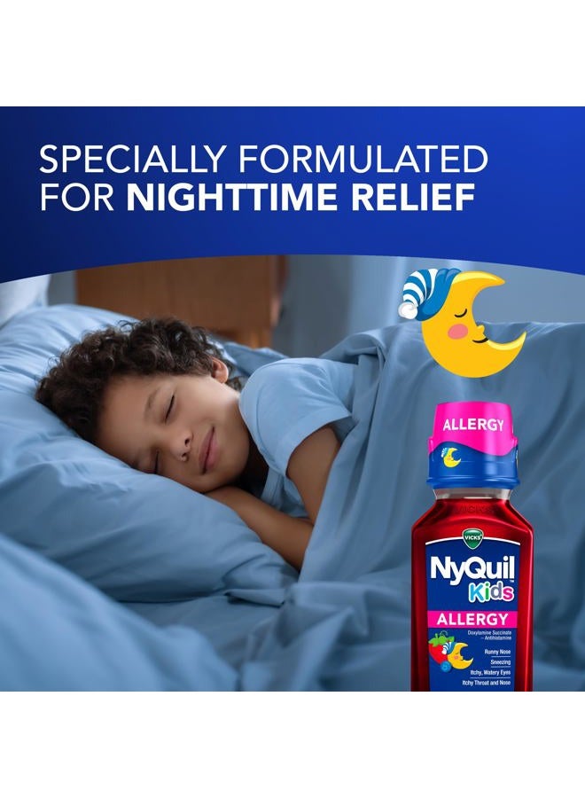 Vicks نيكويل للأطفال سائل للحساسية، تخفيف أعراض الحساسية الليلية للأطفال، دكسيلامين سكسينات مضاد الهيستامين، نكهة التوت، للأعمار 6 سنوات فما فوق، 8 أونصة سائلة - Image 4