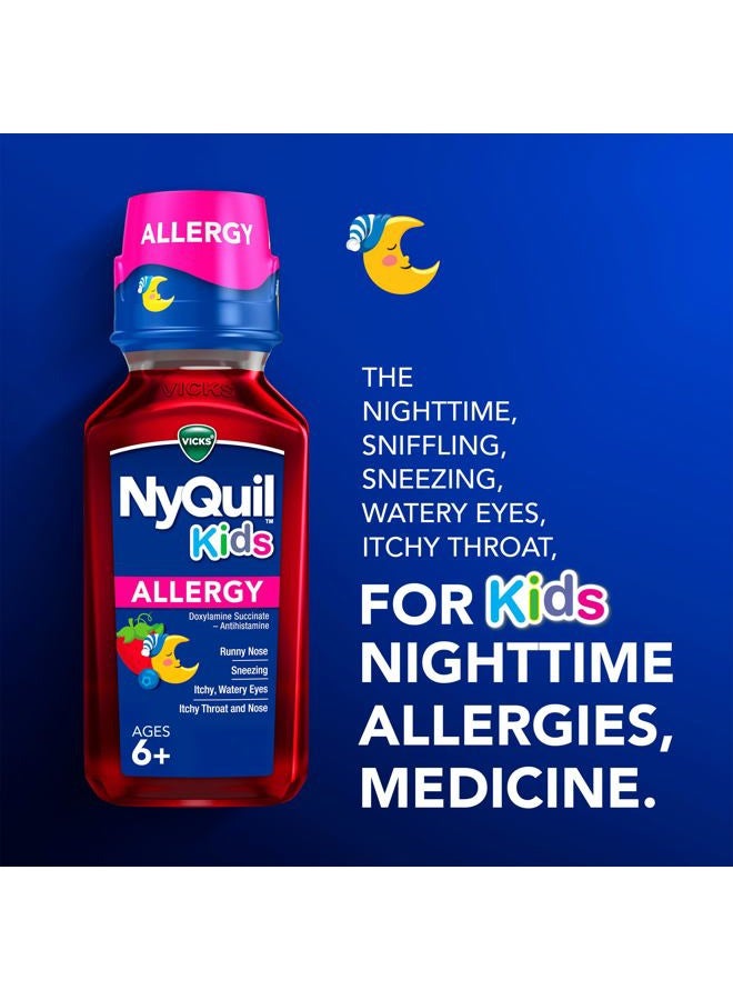 Vicks نيكويل للأطفال سائل للحساسية، تخفيف أعراض الحساسية الليلية للأطفال، دكسيلامين سكسينات مضاد الهيستامين، نكهة التوت، للأعمار 6 سنوات فما فوق، 8 أونصة سائلة - Image 2