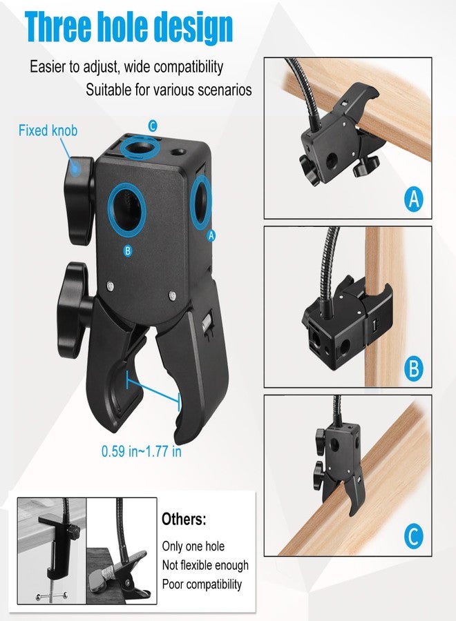 Khazylorr Webcam Stand, Webcam Mount Gooseneck Arm with Phone Holder Web Camera Stand Desk Mount Clip Clamp for Logitech Webcams C922 C930e C920S C920 C615 C960 C920x BRIO 4K NexiGo N60 and More - Image 3