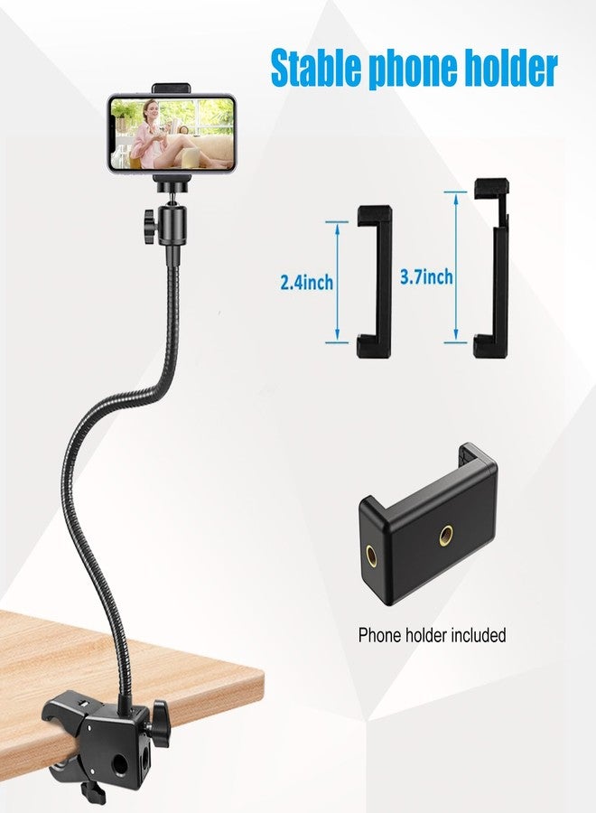 Khazylorr Webcam Stand, Webcam Mount Gooseneck Arm with Phone Holder Web Camera Stand Desk Mount Clip Clamp for Logitech Webcams C922 C930e C920S C920 C615 C960 C920x BRIO 4K NexiGo N60 and More - Image 5
