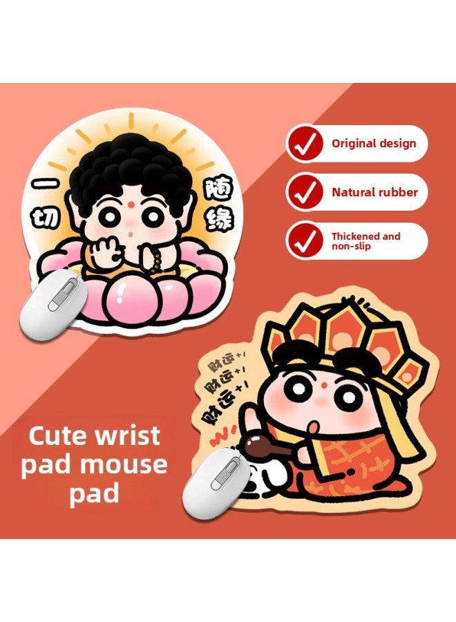 Buddha Tang Priest Small Alien Mouse Pad Small Size High Color Value Couple Female Office Computer Table Pad Creative-Pattern:Special-shaped Mouse Pad + Mini Hand Rest (lotus Xiaoku) - Image 3