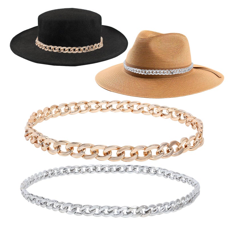 CHGCRAFT 2pcs Hat Chain Belt Hat Bands for Cowboy Classic Hat Belt Panama Straw Hat Western Hat Replaceable Costume Headwear, 3-5 - Image 1