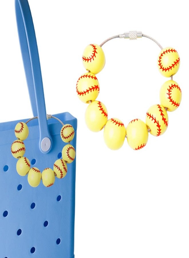 Sdopbinbin Softball Accessories for Bogg Bag Charms for Softball Team Players Bogg Softball Charms for Bitty Big Bogg Bag Accessories Charm Softball for Girls Women Sports Wooden Bead Charms - Image 1
