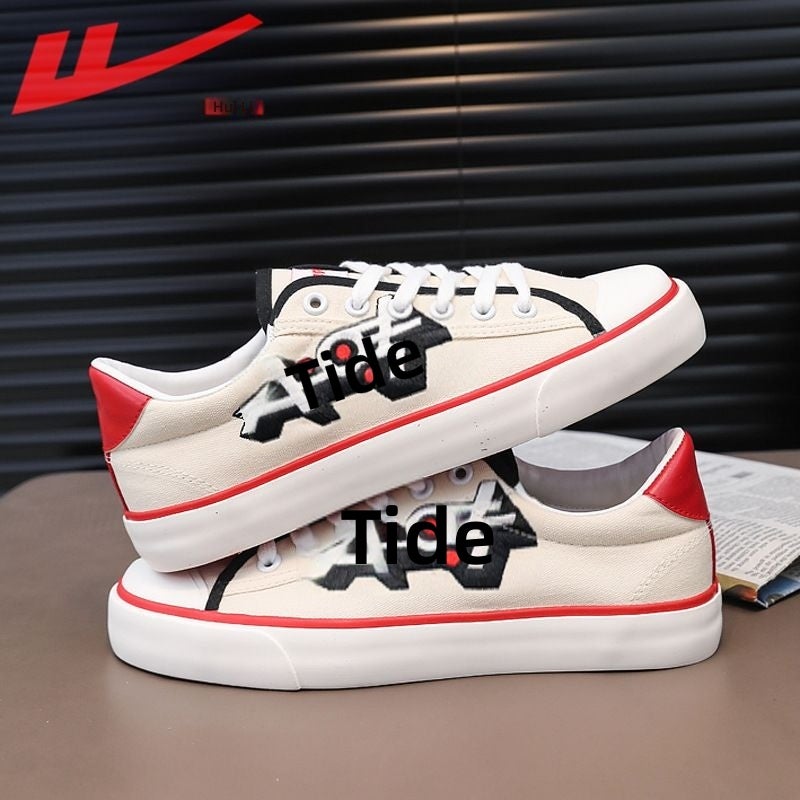 Warrior Women’s canvas shoes, breathable and versatile beige, with soft soles and lace-up design—perfect for students this autumn. - Image 1