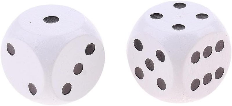 klarako 10pcs Large D6 Wooden Dice Dice Set, 2cm  White, 2cm - Image 5