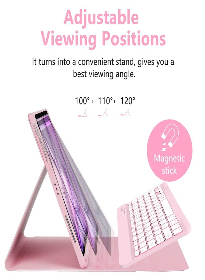 MMK for iPad Pro 12.9 Case with Keyboard (5/6th Gen) & iPad Air 13 inch Keyboard (M3 2025 / M2 2024), Backlit Bluetooth Wireless with Pencil Holder-Pink - Image 4