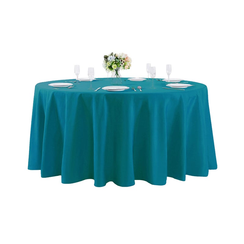 120 inch Round Tablecloth Washable Polyester Table Cloth Decorative Table Cover for Wedding Party Dining Banquet120 inch Caribbean Blue