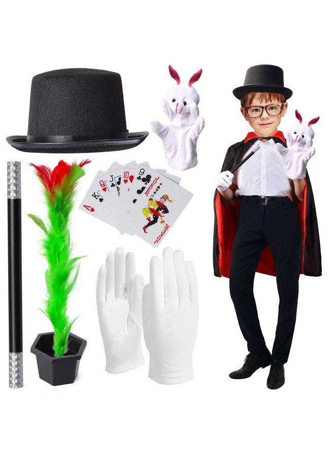 Yewong Kids Magician Pretend Play Dress Up Set With Accessories Magician Cloak Cape Top Hat Wand Gloves Rabbit Puppet Magic Tricks Kit Magician Role Play Set - Image 2