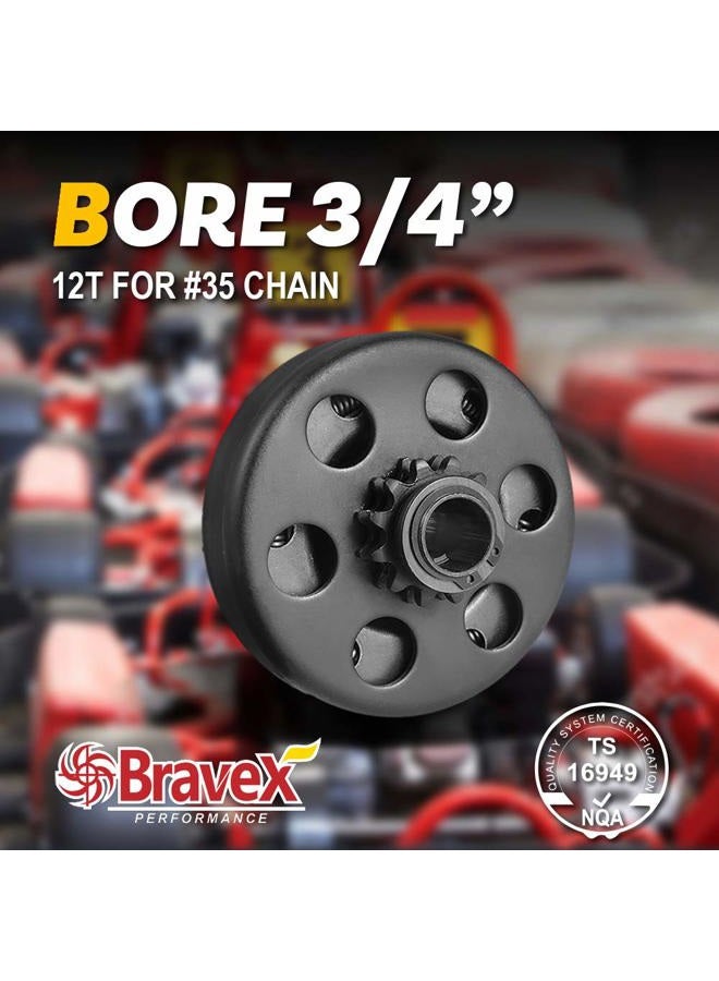 Bravex Centrifugal Clutch 12T 3/4" BORE Chain #35 for Predator Honda GX160 GX200, Go Kart Fun Kart Mini Bike 12 Tooth - Image 2