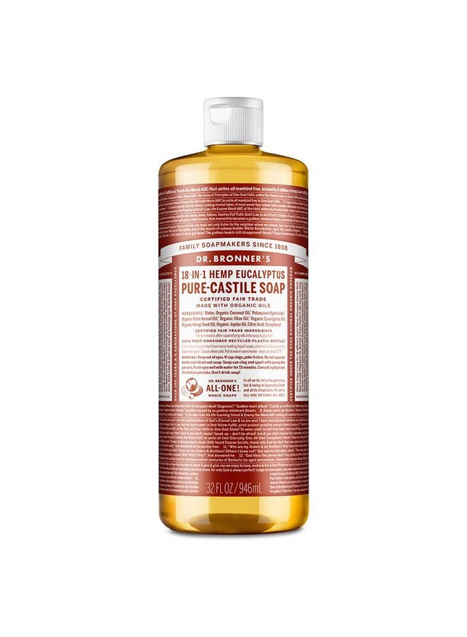 Dr. Bronner's Pure-Castile Liquid Soap (Eucalyptus, 32 ounce) - Made with Organic Oils, 18-in-1 Uses: Face, Body, Hair, Laundry, Pets & Dishes, Concentrated, Vegan, Non-GMO - Image 1