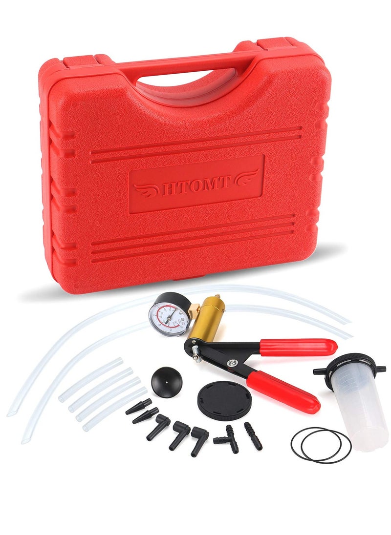 Daytoyz - 2 in 1 Brake Bleeder Kit Hand held Vacuum Pump Test Set for Automotive with Protected Case,Adapters,One-Man Brake and Clutch Bleeding System(Red) - Image 1