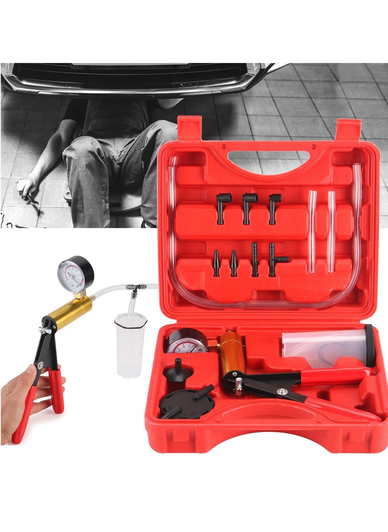 Daytoyz - 2 in 1 Brake Bleeder Kit Hand held Vacuum Pump Test Set for Automotive with Protected Case,Adapters,One-Man Brake and Clutch Bleeding System(Red) - Image 1