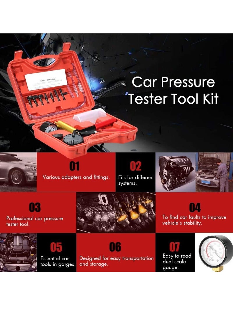 Daytoyz - 2 in 1 Brake Bleeder Kit Hand held Vacuum Pump Test Set for Automotive with Protected Case,Adapters,One-Man Brake and Clutch Bleeding System(Red) - Image 1