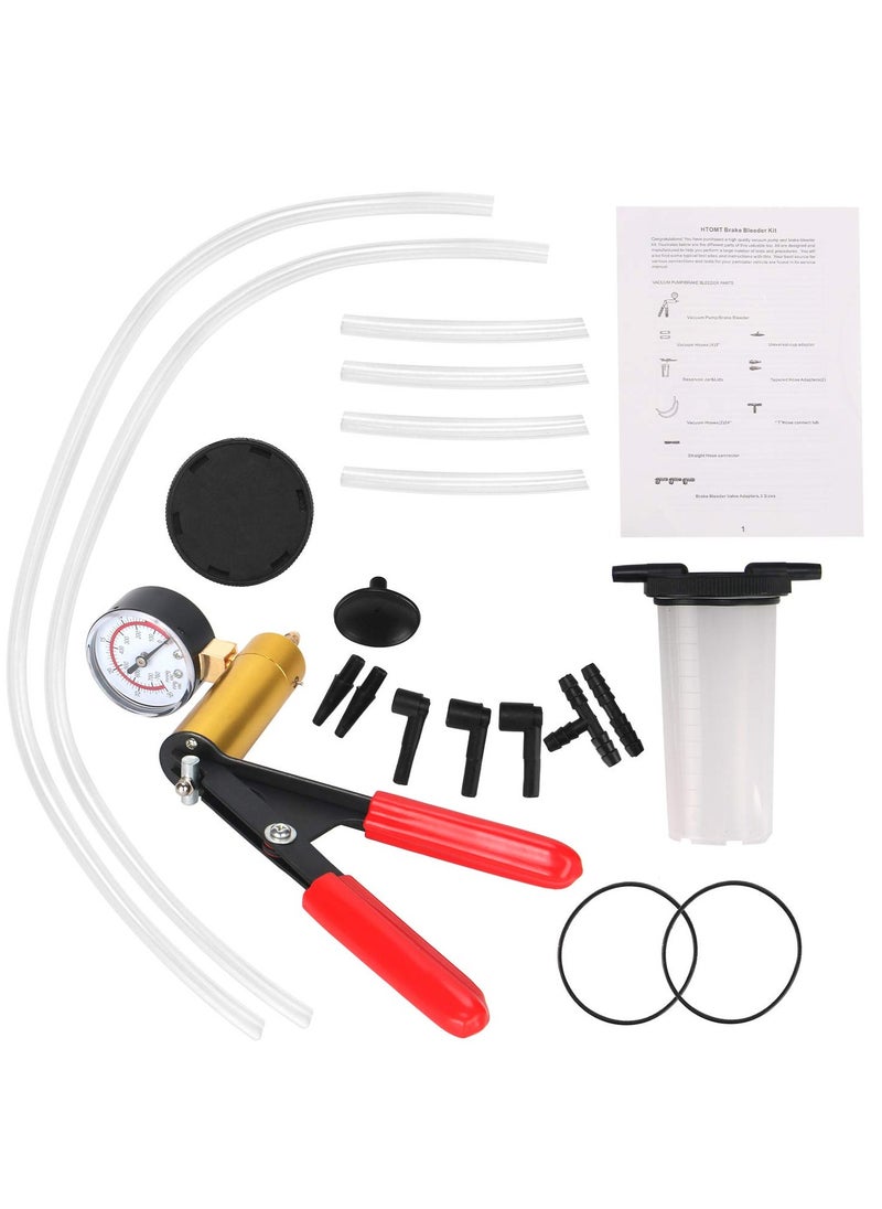 Daytoyz - 2 in 1 Brake Bleeder Kit Hand held Vacuum Pump Test Set for Automotive with Protected Case,Adapters,One-Man Brake and Clutch Bleeding System(Red) - Image 1