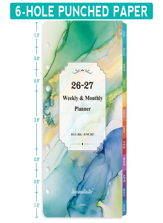 Journaltastic 2026-2027 Planner Refills - Planner Refills, July 2026 - June 2027, A6 Planner Inserts, Weekly and Monthly Planner 2026-2027, 3.75" x 6.75", A6 Planners Refill, 6-Hole Punched - Image 2