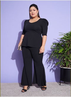 SASSAFRAS Scoop Neck Peplum Top & Kick Pleats Pants Co-Ords  - Image 1