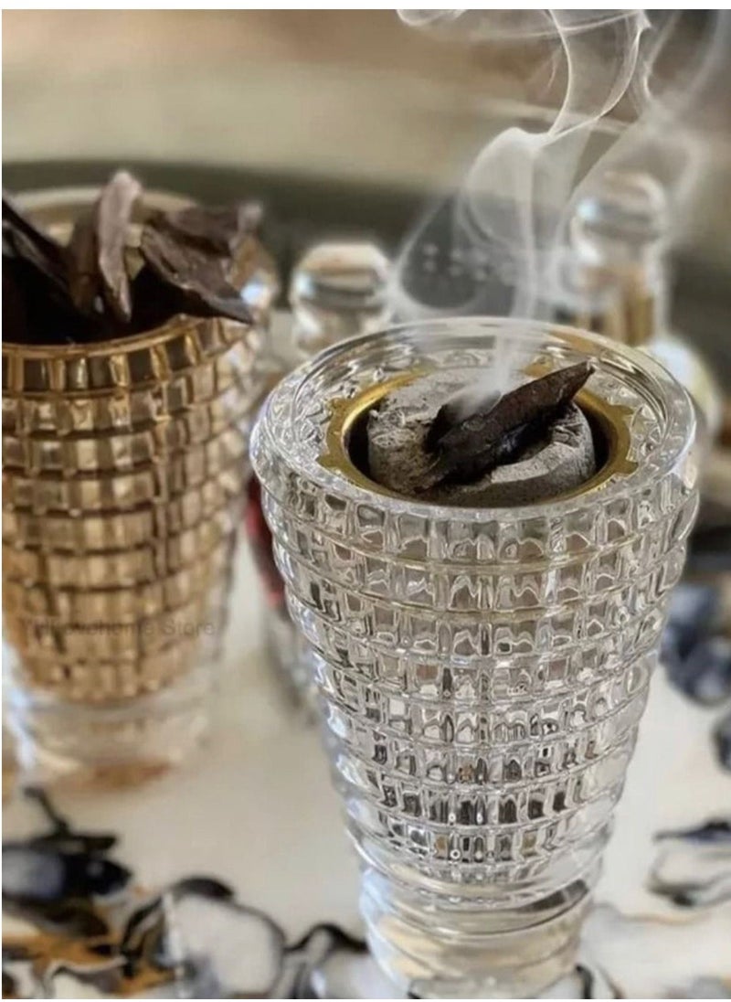 ماركة غير محددة - مبخرة بخور، مبخرة العود لحرق البخور بالفحم، بلورية كريستال - Image 1