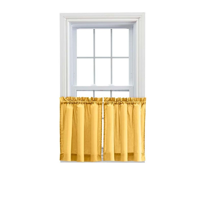 Ellis Curtain Ellis Curtain Stacey Sheer Tailored Tier Pair Curtains  56"" x 36""  Yellow - Image 1