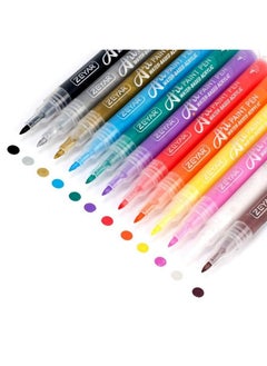 ZEYAR Acrylic Paint Pens Extra Fine Point Ap Certified 12 Colors Water Based Permanent & Waterproof Ink Works On Rock Wood Glass Metal Ceramic And Non Porous Surfaces (12 Colors)  - Image 1