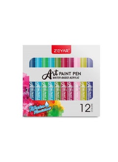 ZEYAR Acrylic Paint Pens Extra Fine Point Ap Certified 12 Colors Water Based Permanent & Waterproof Ink Works On Rock Wood Glass Metal Ceramic And Non Porous Surfaces (12 Colors)  - Image 3