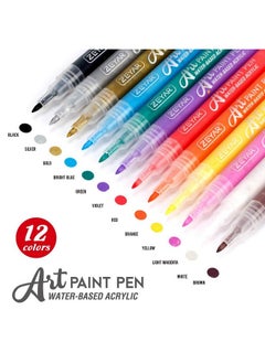 ZEYAR Acrylic Paint Pens Extra Fine Point Ap Certified 12 Colors Water Based Permanent & Waterproof Ink Works On Rock Wood Glass Metal Ceramic And Non Porous Surfaces (12 Colors)  - Image 2
