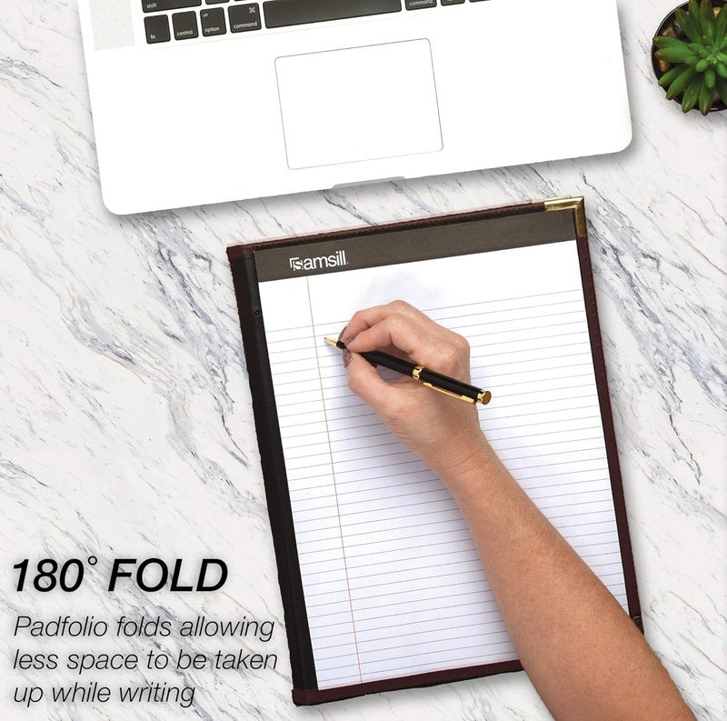 سامسيل محفظة أعمال/حافظة تنفيذية من مجموعة كلاسيك، منظم للسير الذاتية/المستندات مع دفتر قانوني مقاس 8.5 × 11 بوصة، جلد صناعي بزوايا نحاسية، لون عنابي (70014) - Image 4