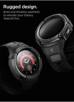 Spigen Rugged Armor Pro Case Cover For Samsung Galaxy Watch5 PRO With Band 45mm (2022) - Black  - Image 3