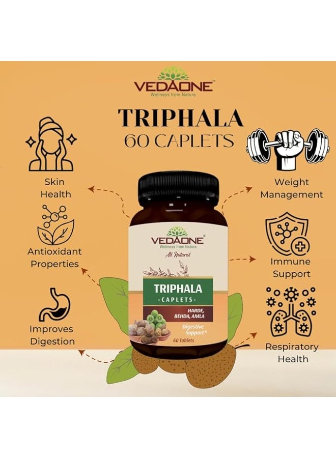 VEDAONE Triphala Tablets, Natural Digestive Support with Harde Behda Amla, 60 Tablets - Image 3