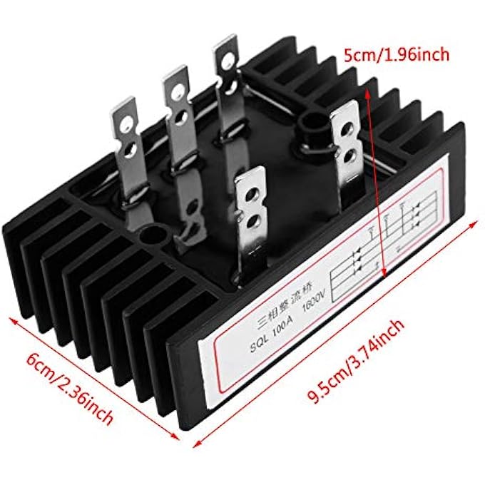 مقوم جسر ثلاثي الطور 100 أمبير 1600 فولت، محول جسر ثنائي ثلاثي الطور 100 أمبير مع استقرار درجة الحرارة العالية لإمدادات الطاقة للمعدات الصناعية، تحويل التيار المتردد إلى تيار مستمر - Image 4