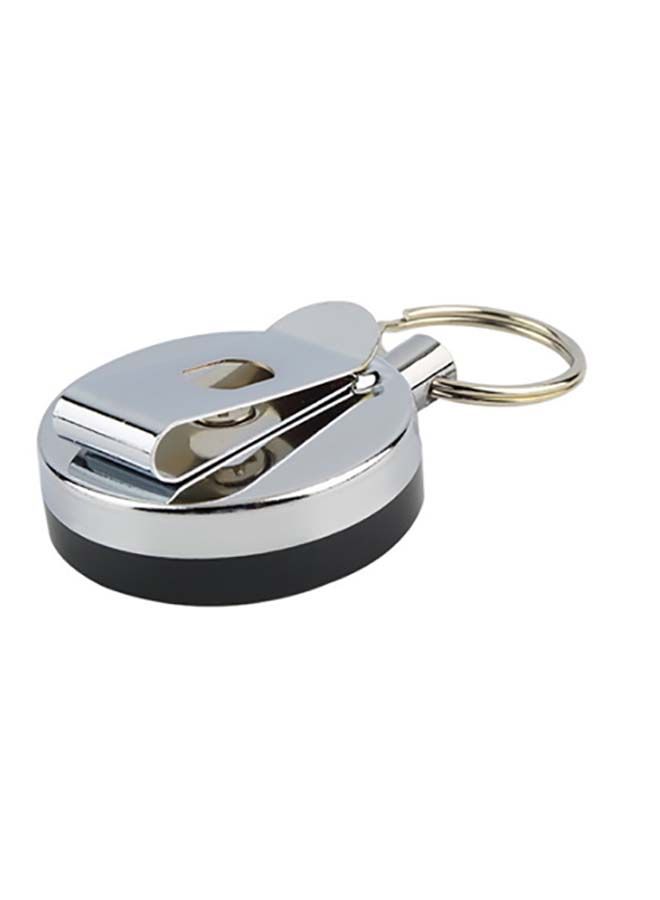 NIBEMINENT Retractable Metal Card Badge Holder With Key Ring Silver/Black  - Image 1