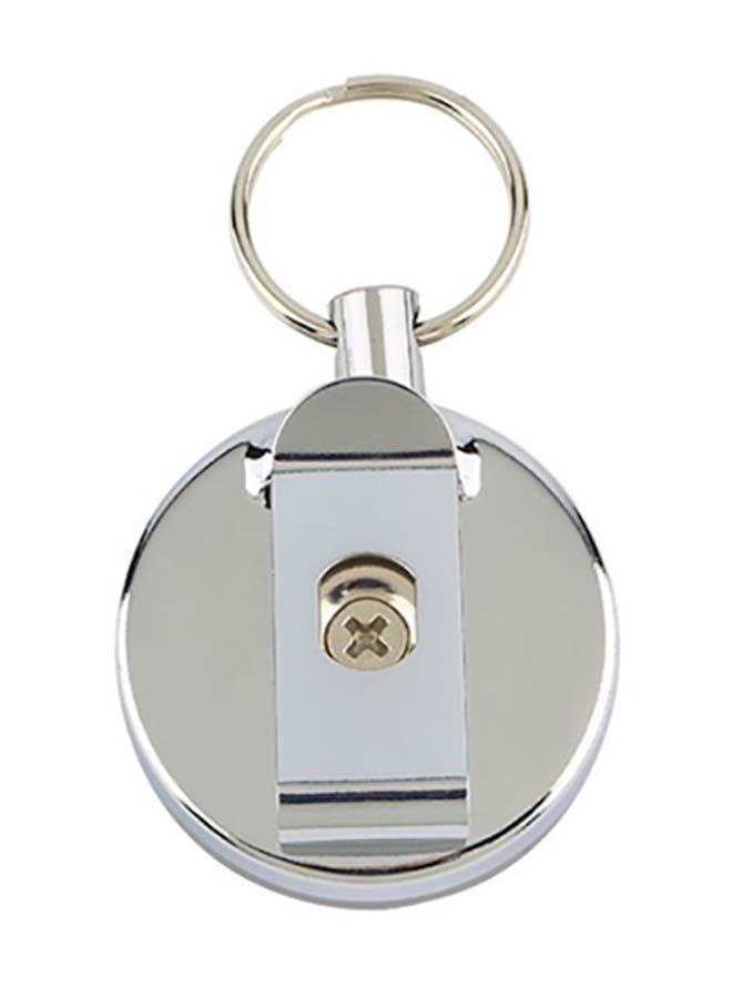 NIBEMINENT Retractable Metal Card Badge Holder With Key Ring Silver/Black  - Image 4