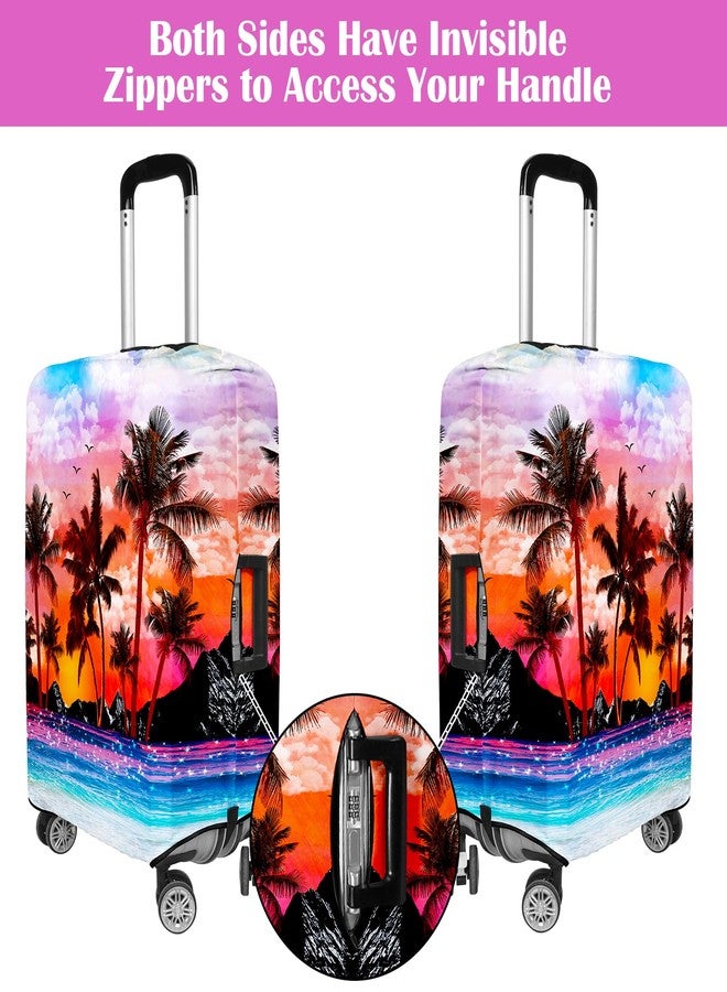 Lattlefnki Luggage Covers for Suitcase Elastic Suitcase Covers Luggage Protector Anti-scratch Fits 18-30 Inch Luggage, sunset coconut tree, L(28-30inch) - Image 3