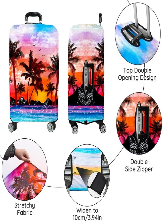 Lattlefnki Luggage Covers for Suitcase Elastic Suitcase Covers Luggage Protector Anti-scratch Fits 18-30 Inch Luggage, sunset coconut tree, L(28-30inch) - Image 4